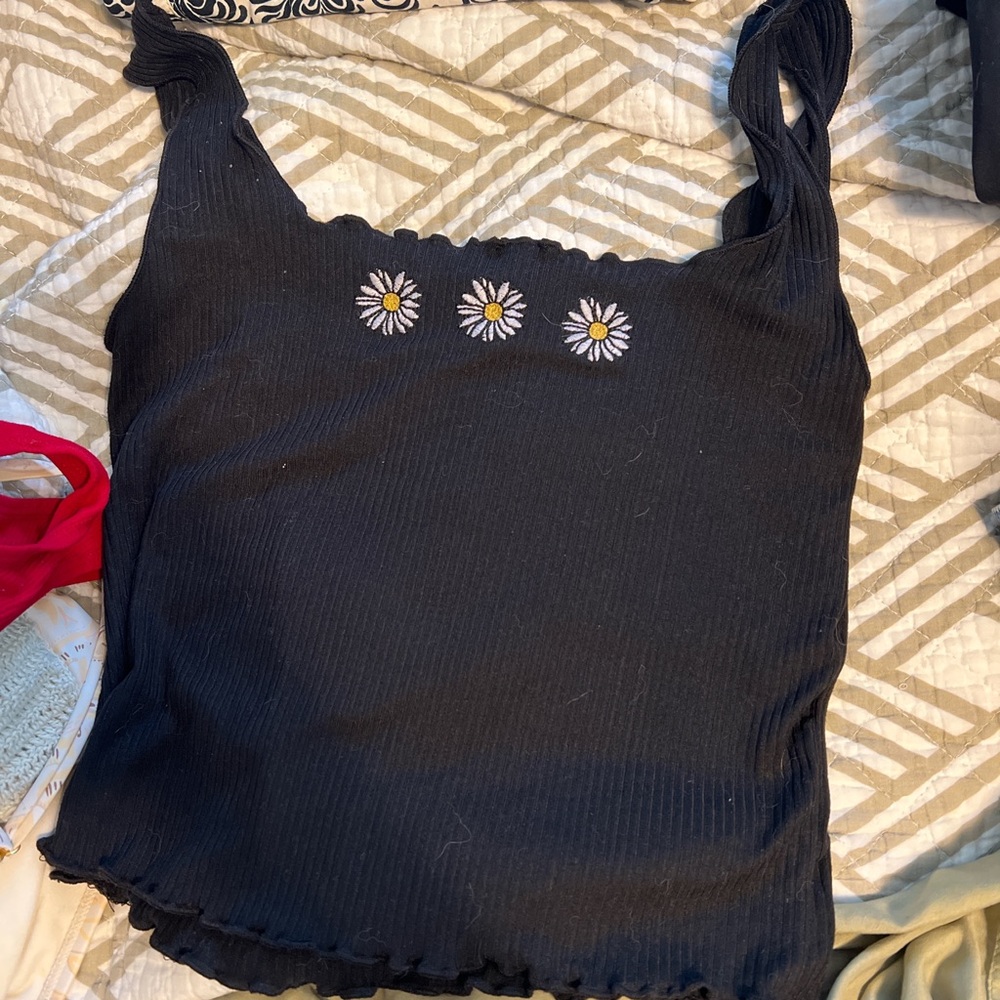 Cotton On Black Smocked Ruffled Tank Top